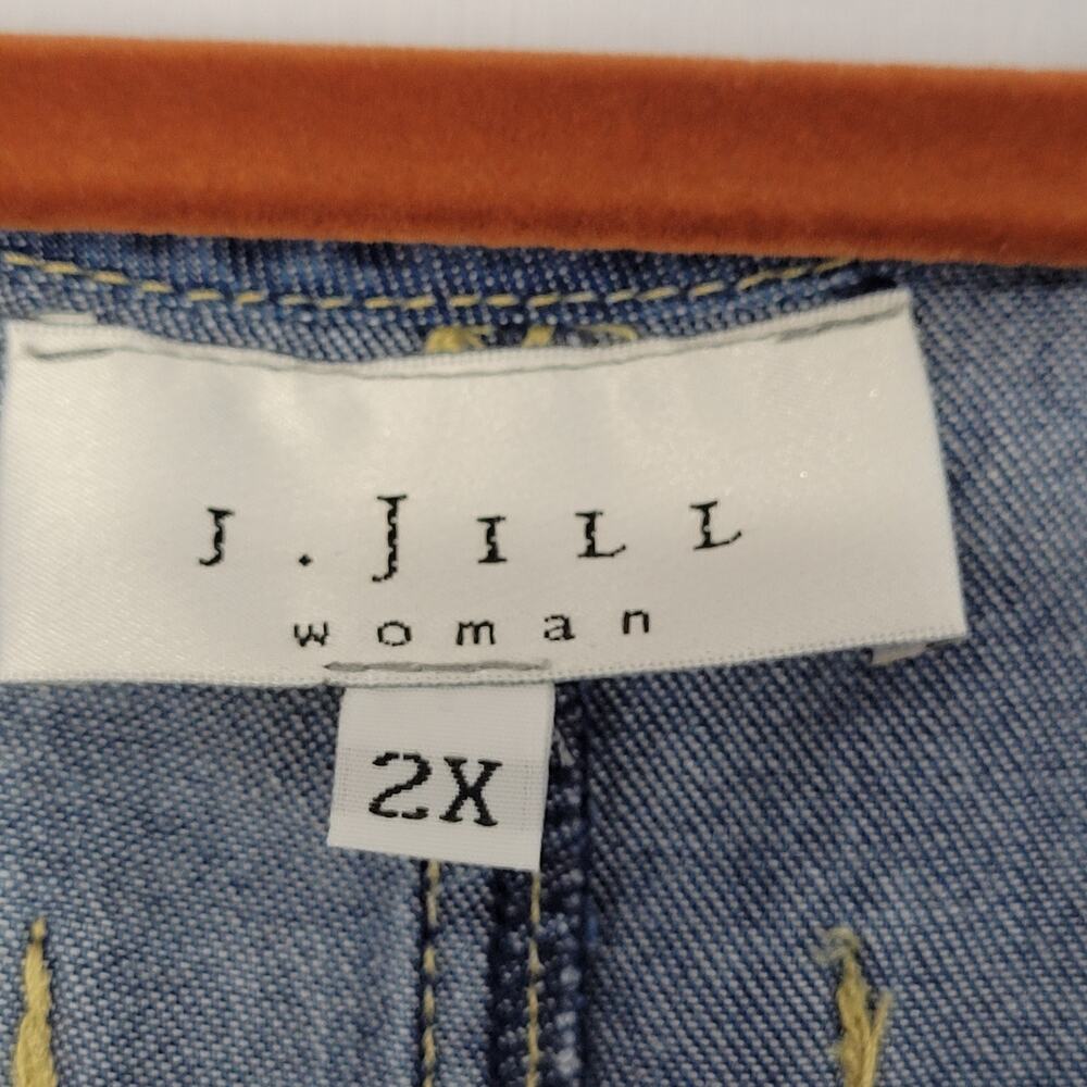 Vintage J.Jill Sleeveless Denim Maxi Dress sz 2X Casual Country Pockets 90s USA - Picture 3 of 7